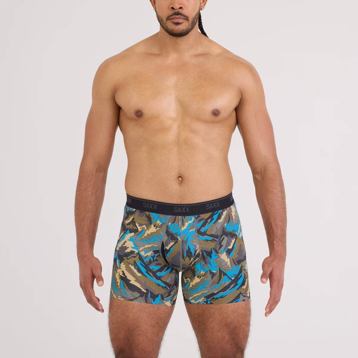 QUEST QUICK-DRY MESH BOXER BRIEF PEAKS-CARGO GREY