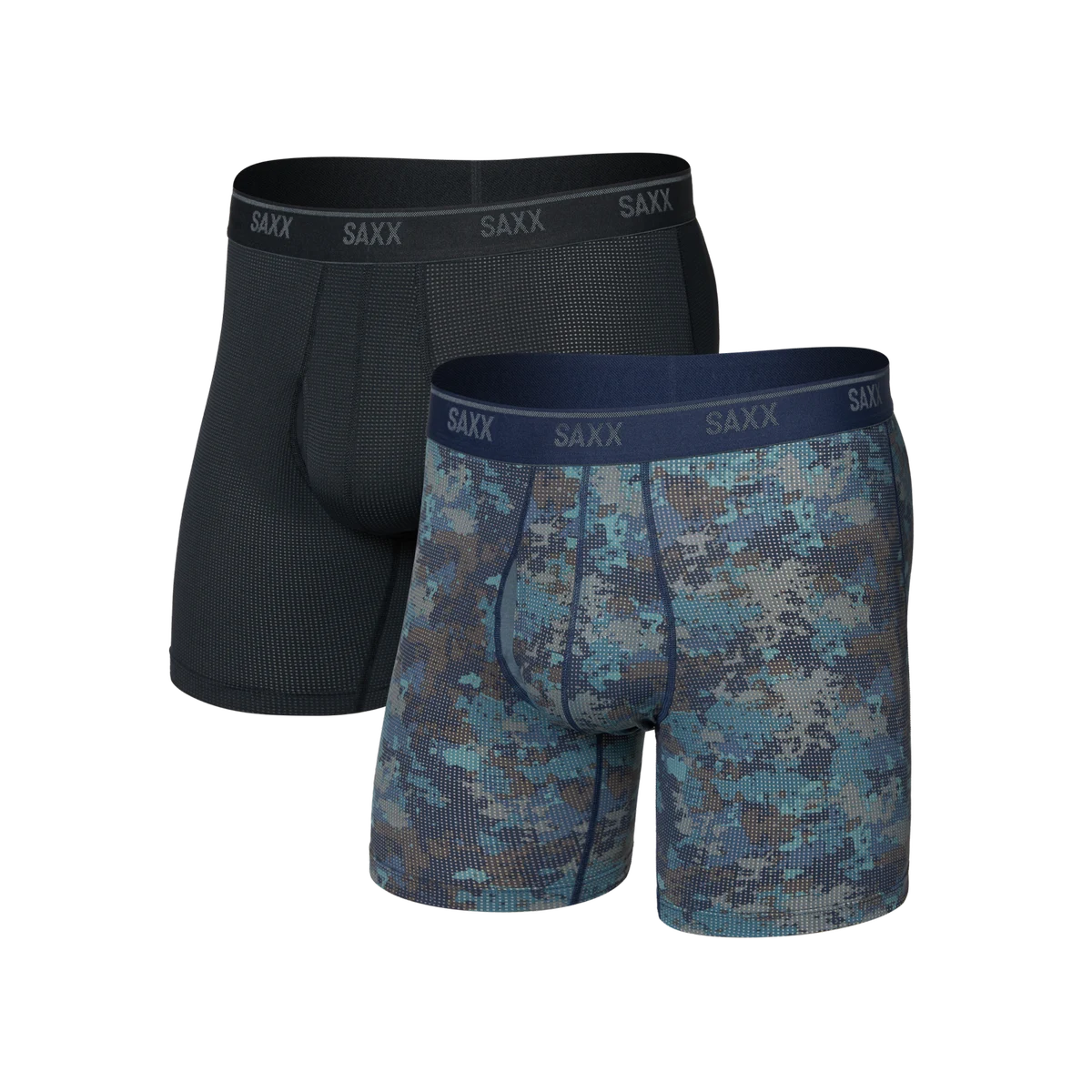 QUEST QUICK-DRY MESH BOXER BRIEF FLY 2PK MATRIX CAMO/BLACK