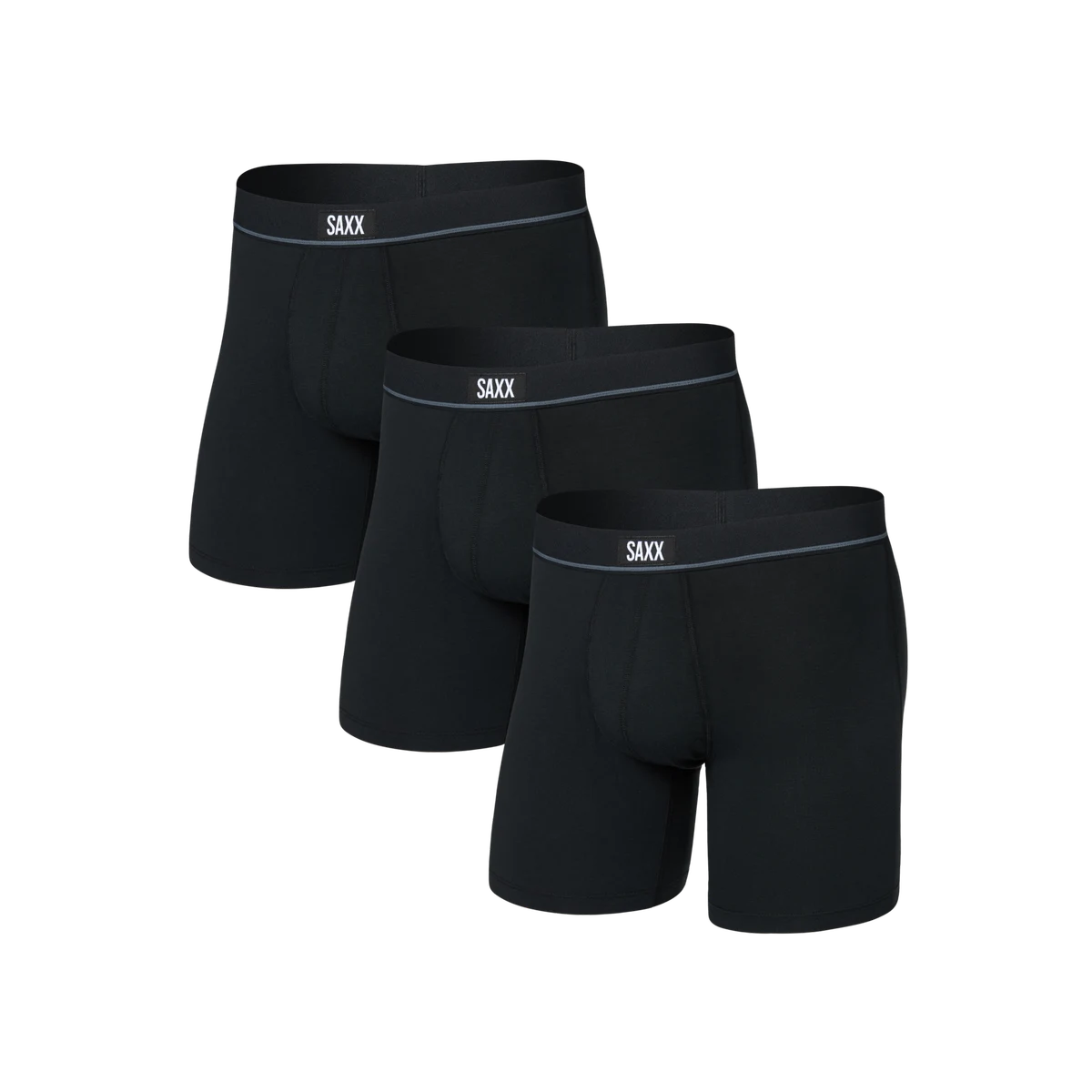 ESSENTIAL COTTON BOXER BRIEF FLY 3PK BLACK