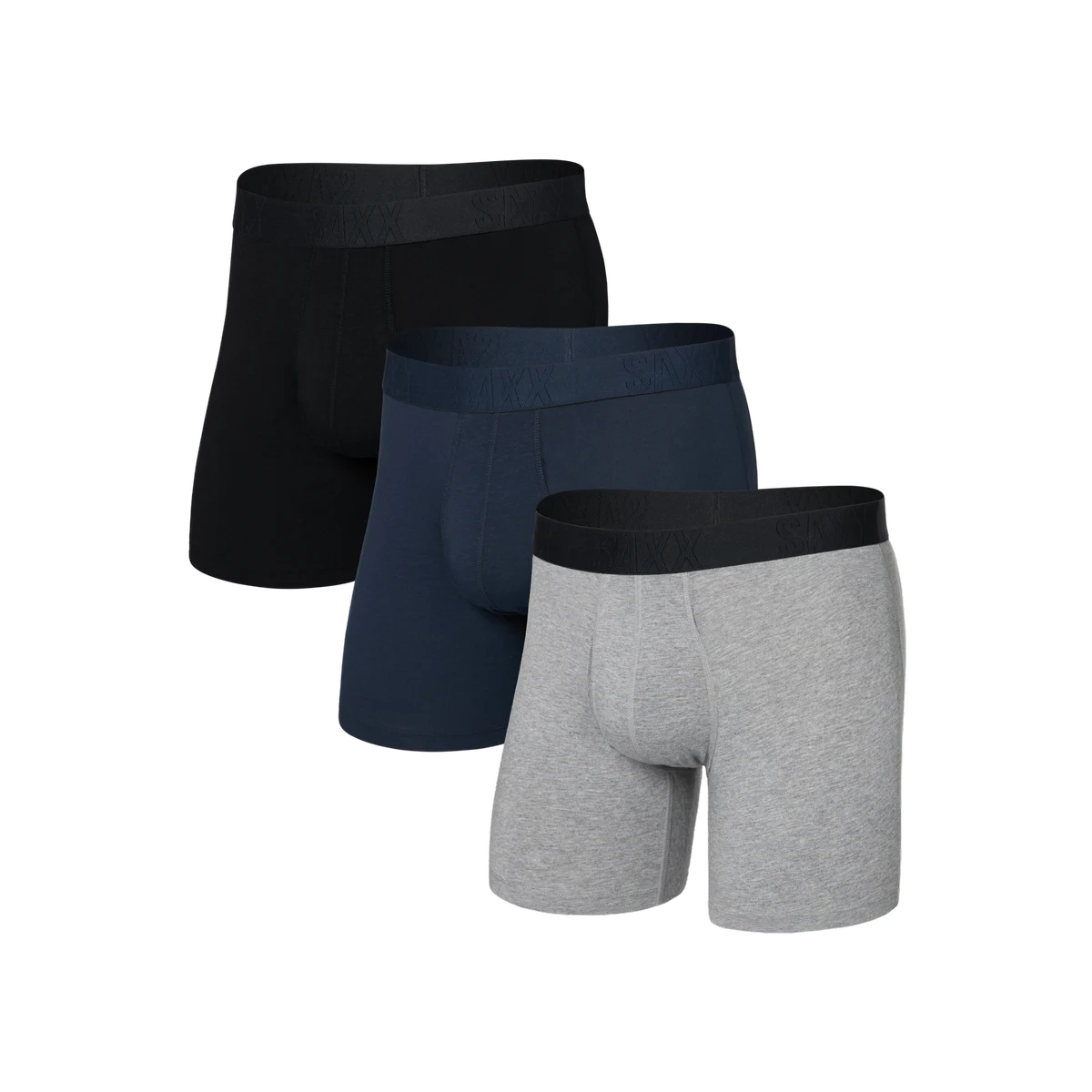 DROPTEMP COOLING COTTON BOXER BRIEF FLY 3PK DK GREY HTHR/DARK INK/BLK