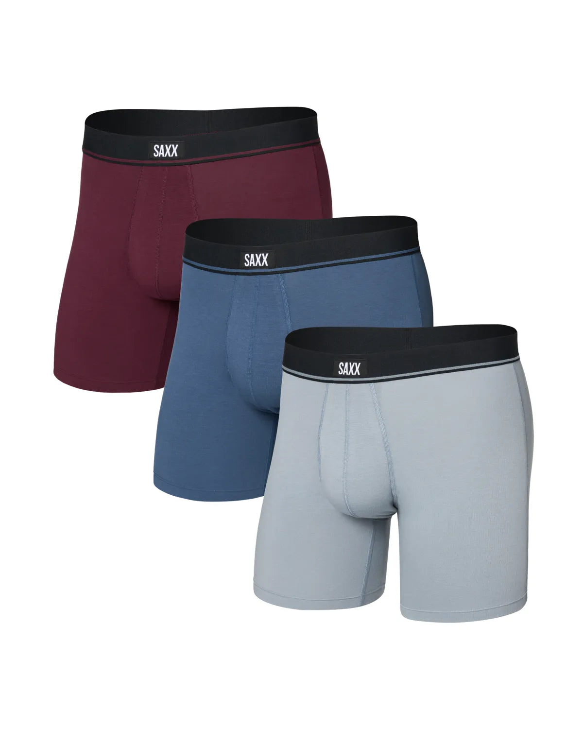 ESSENTIAL COTTON BOXER BRIEF FLY 3PK TRADEWINDS/INDIGO/MAROON
