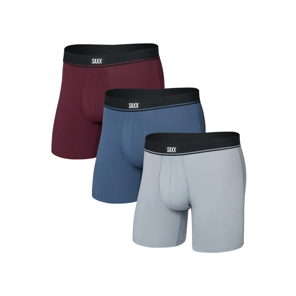 ESSENTIAL COTTON BOXER BRIEF FLY 3PK TRADEWINDS/INDIGO/MAROON