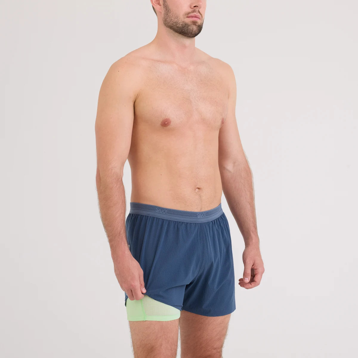 RACE PACE 2N1 RUN SHORT 5" WASHED INDIGO