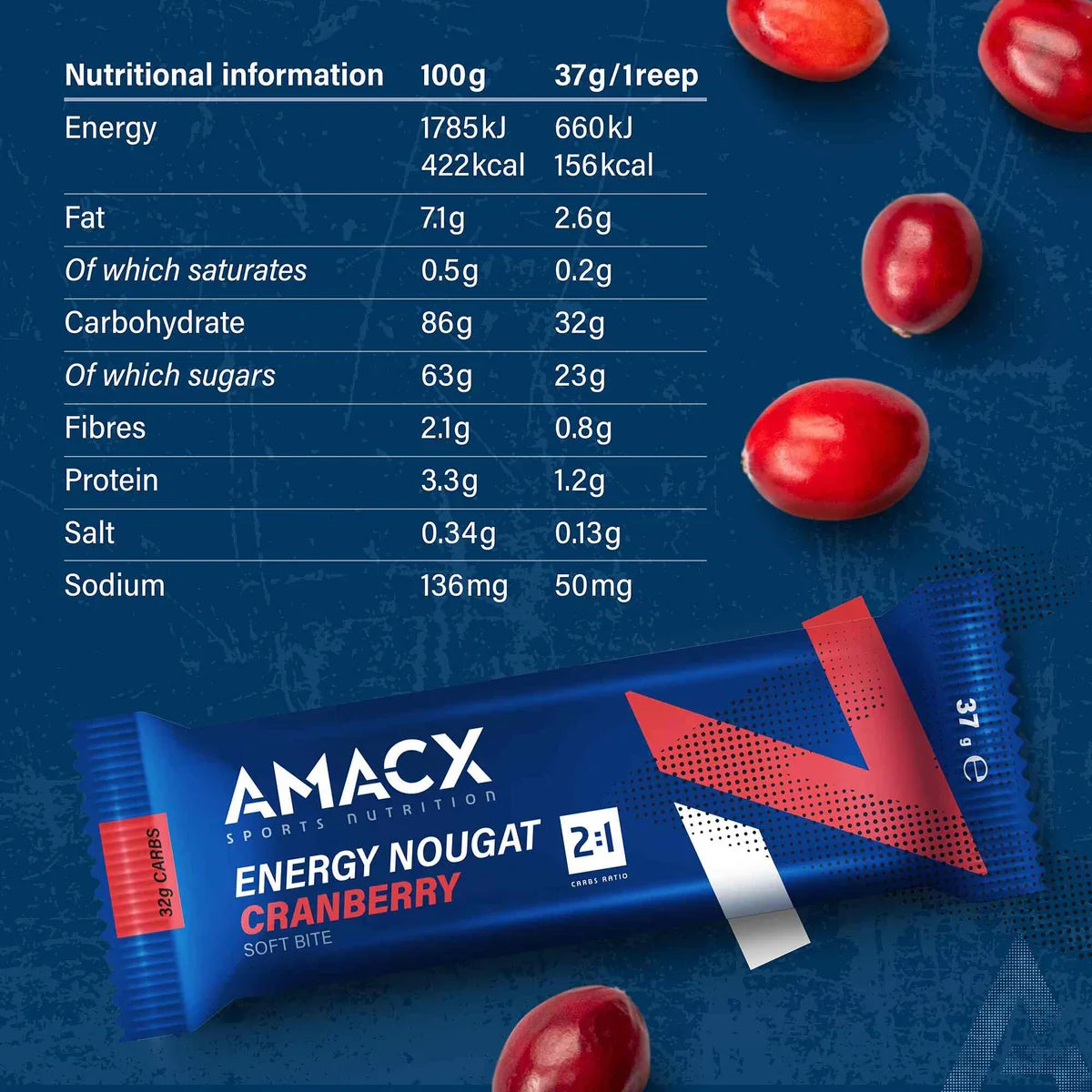 Energy Nougat Cranberry - 12 pack