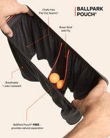 ESSENTIAL COTTON BOXER BRIEF FLY 3PK BLACK